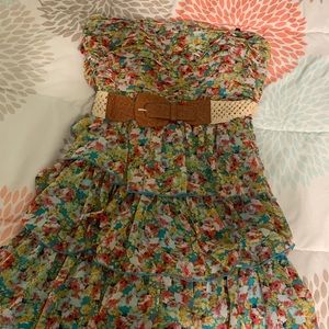 Floral strapless dress